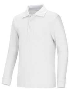 A+ Pique Polo White Long Sleeve OLV