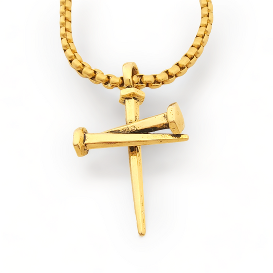 Gold Nail Cross Pendant