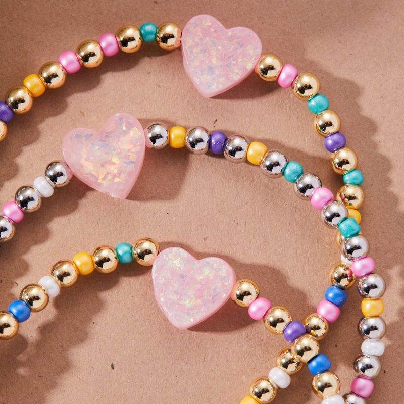 Load image into Gallery viewer, Holy Water Bracelet: Pink Heart on Multicolor Bracelet
