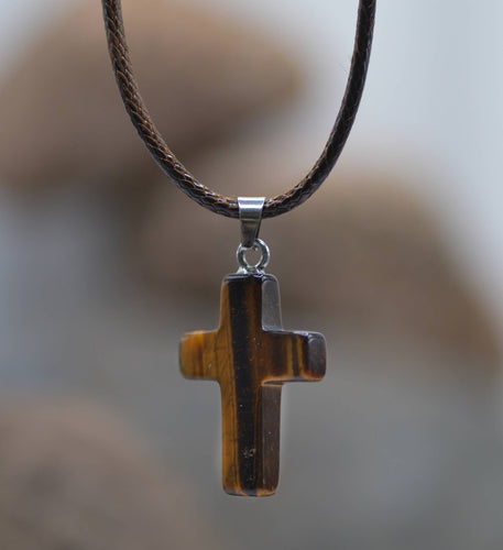 Tiger Eye Stone Cross Necklace