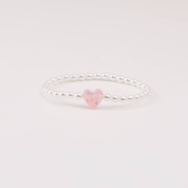 Load image into Gallery viewer, Holy Water Bracelet: Pink Heart on Pearls
