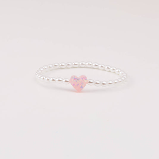 Holy Water Bracelet: Pink Heart on Pearls