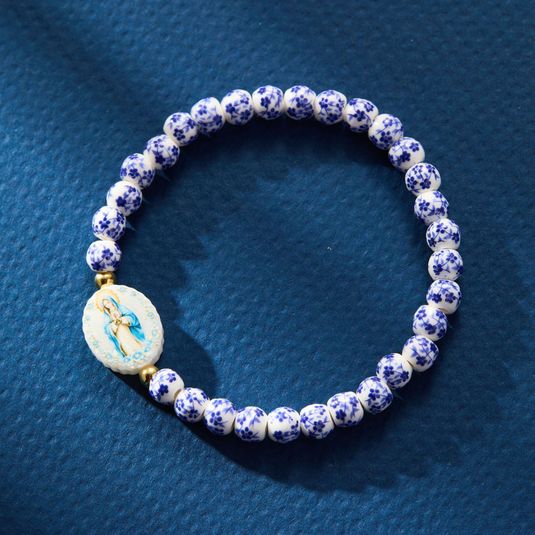 PETITE HOLY WATER MIRACULOUS MARY PORCELAIN BRACELET