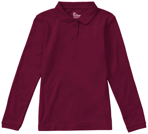 CR Jersey Female Fit Polo Burgundy Long Sleeve