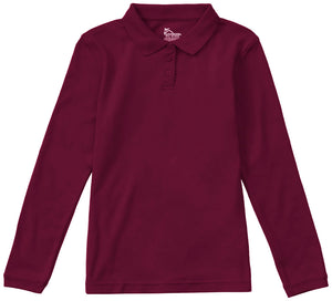 CR Jersey Polo Burgundy Girls Long Sleeve