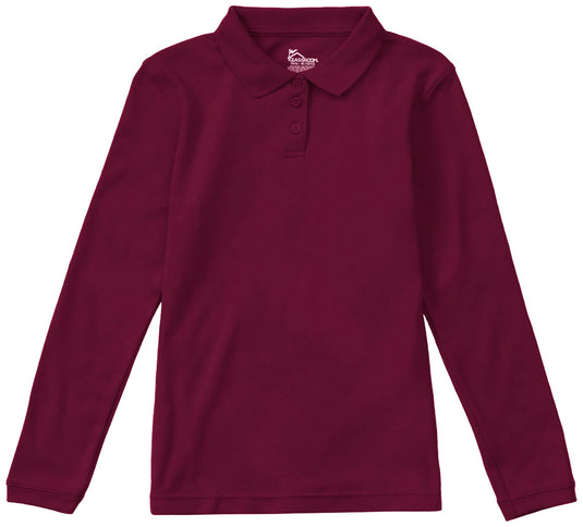 CR Girls Jersey Polo Burgundy Long Sleeve