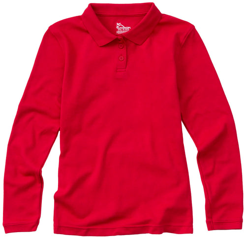 CR Girls Jersey Polo Red Long Sleeve