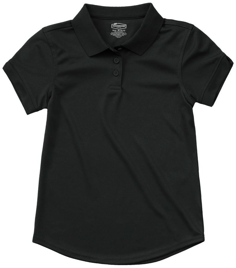 Load image into Gallery viewer, CR DryFit Polo Girls Black Short Sleeve
