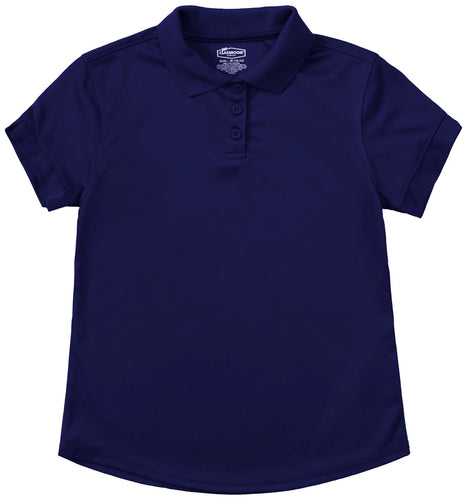 CR DryFit Polo Girls Navy Short Sleeve