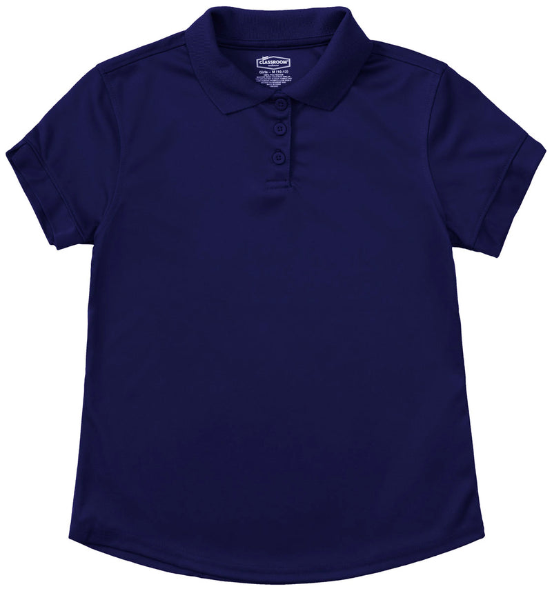 Load image into Gallery viewer, CR DryFit Polo Girls Navy Short Sleeve
