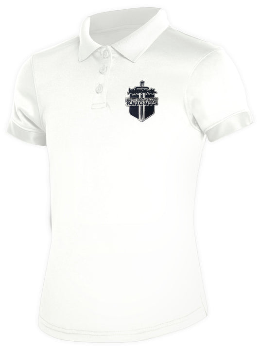 CR DryFit Polo White Girls Short Sleeve