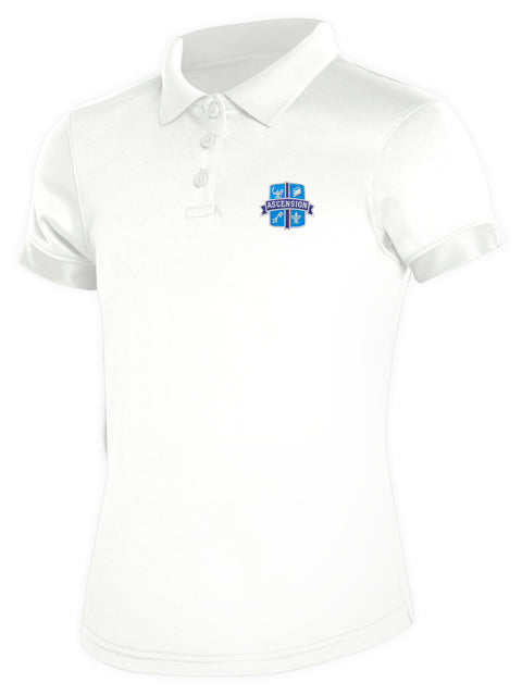 CR DryFit Polo White Girls Short Sleeve