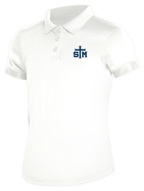 CR DryFit Polo White Girls Short Sleeve