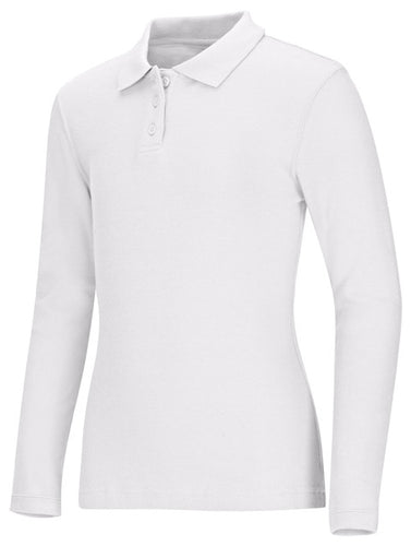 CR Girls Jersey Polo White Long Sleeve