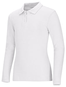 CR Jersey Polo White Girls Long Sleeve