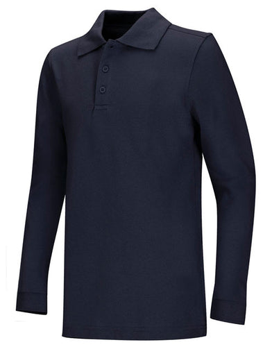 CR Pique Polo Navy Long Sleeve