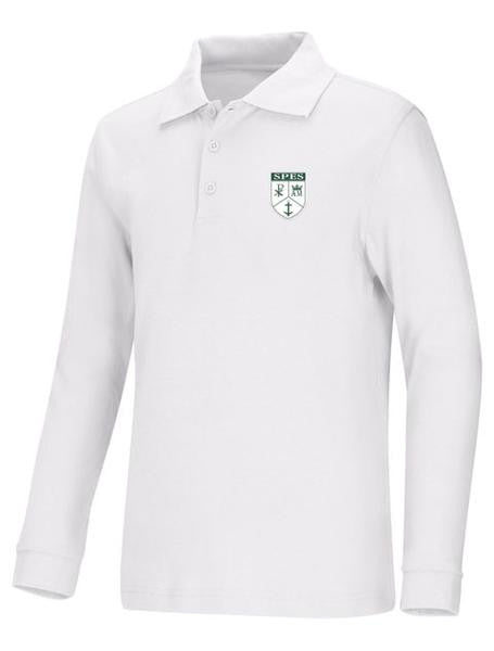 CR Pique Polo White Long Sleeve