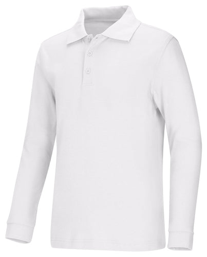 CR Pique Polo White Long Sleeve