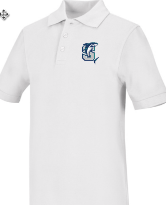 CR Pique Polo White Short Sleeve