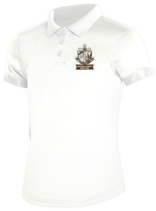 CR DryFit Polo White Girls Short Sleeve