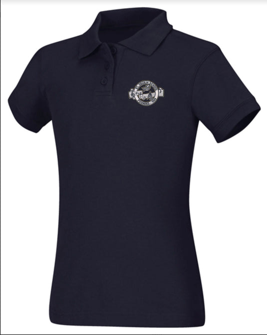 CR DryFit Polo Girls Navy Short Sleeve