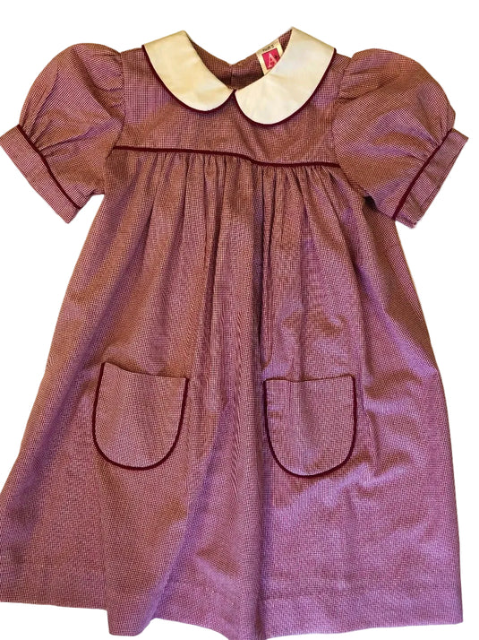 Gingham Dress Burgundy YM (10/12)