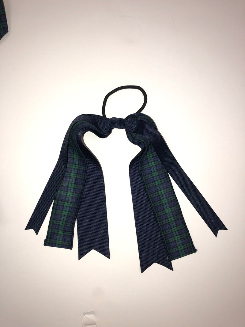 Load image into Gallery viewer, Hair Accessories in Navy/Green Micro Tartan
