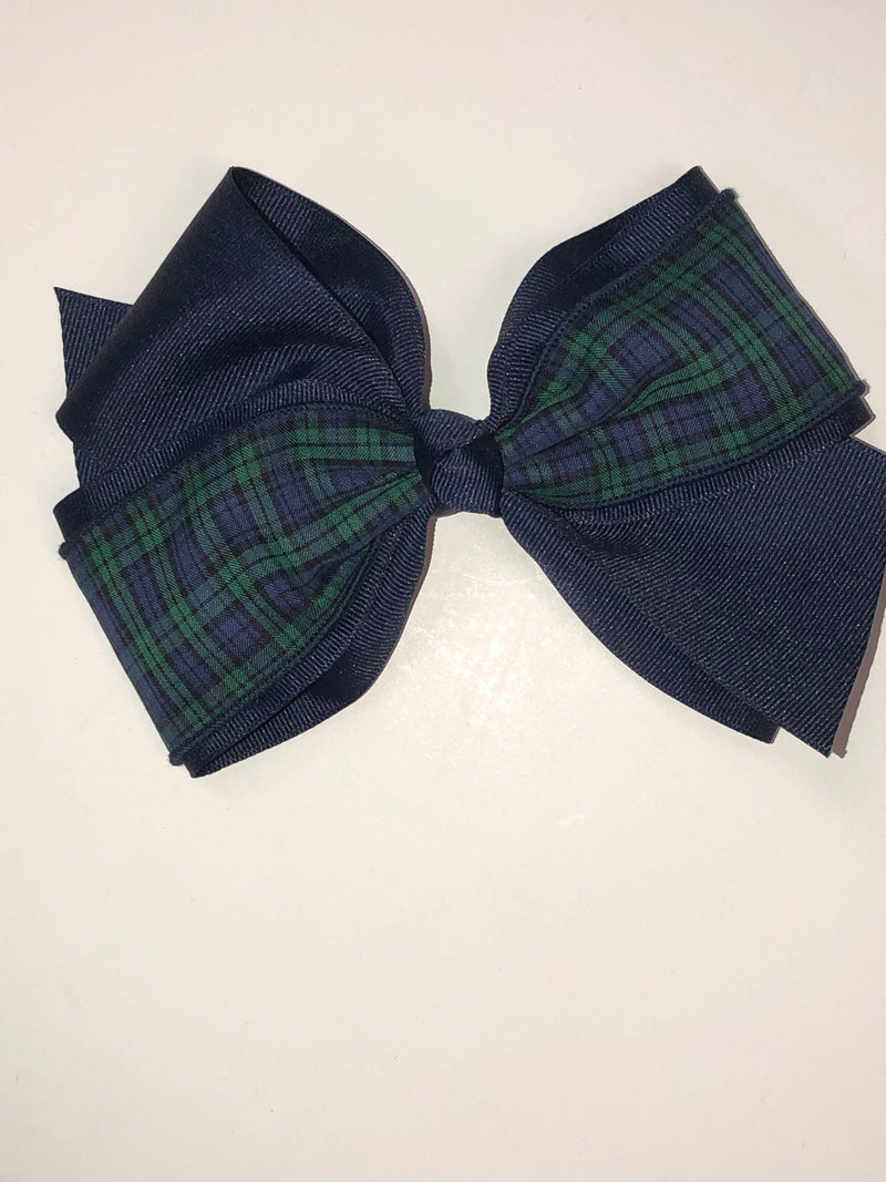 Load image into Gallery viewer, Hair Accessories in Navy/Green Micro Tartan
