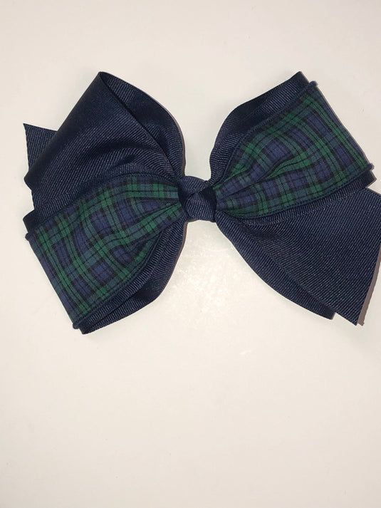 Hair Accessories in Navy/Green Micro Tartan