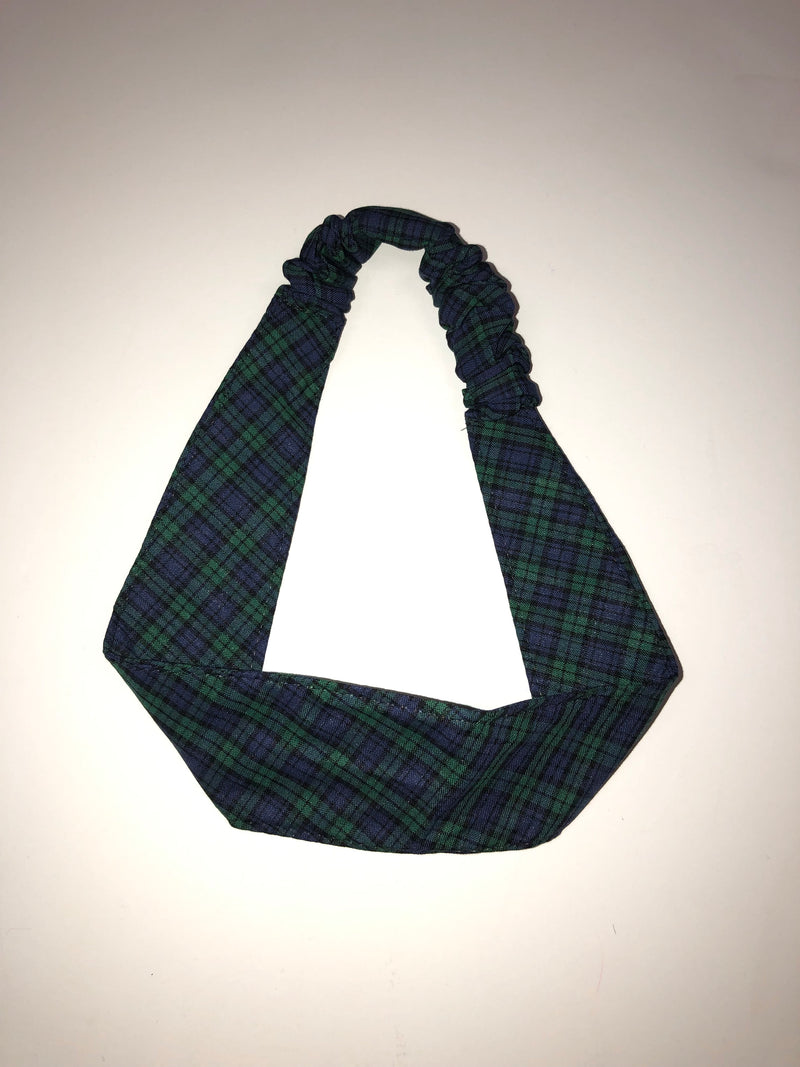 Load image into Gallery viewer, Hair Accessories in Navy/Green Micro Tartan
