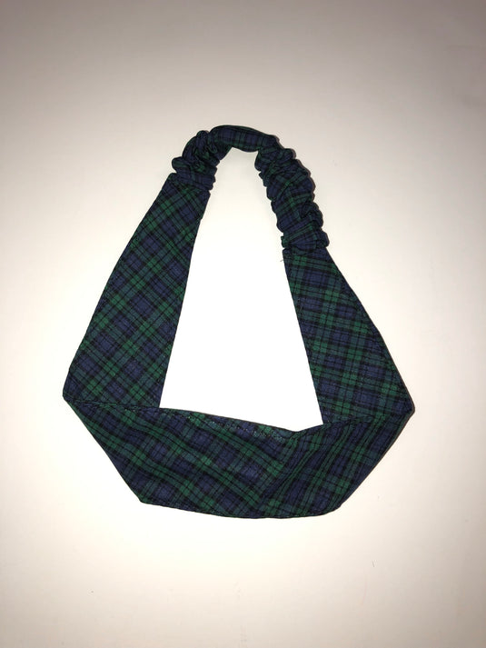 Hair Accessories in Navy/Green Micro Tartan