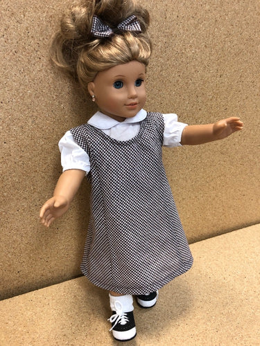 Doll Dress Set Brown Gingham