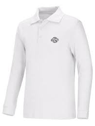 CR Pique Polo White Long Sleeve